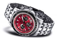 FIREFOX Edelstahl Herrenuhr Chronograph AIRLINER FFS04-105b rot - Aussteller!