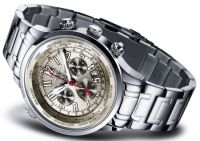 FIREFOX Chronograph WORLDTIMER Herrenuhr FFS40-115 silberbraun - Aussteller!