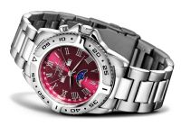 FIREFOX Edelstahl MONDPHASEUHR FFS01-505 sunray rot - Aussteller!