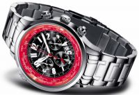 FIREFOX AUSSTELLER Chronograph WORLDTIMER Herrenuhr FFS40-105 schwarz/rot Miyota OS20
