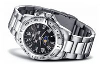 FIREFOX AUSSTELLER Edelstahl MONDPHASENUHR Herrenuhr FFS01-502 schwarz